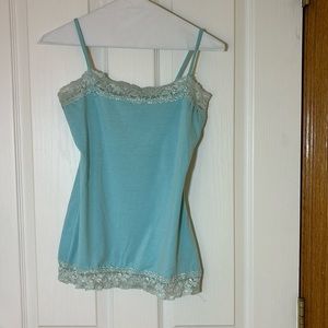 Turquoise tank top with lace, size S